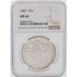 1887 $1 Morgan Silver Dollar Coin NGC MS64
