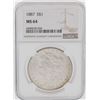 Image 1 : 1887 $1 Morgan Silver Dollar Coin NGC MS64