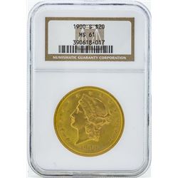 1900-S $20 Liberty Head Double Eagle Gold Coin NGC MS61
