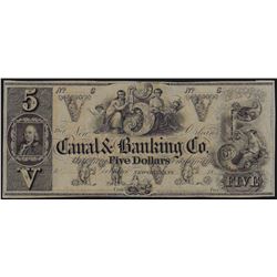 1800s $5 Canal Banking Co. New Orleans Obsolete Bank Note