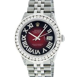 Rolex Mens Stainless Steel 3.50ctw Diamond Datejust Wristwatch