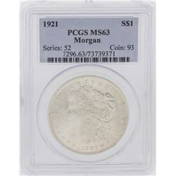 1921 $1 Morgan Silver Dollar Coin PCGS MS63