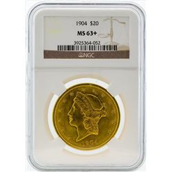 1904 $20 Liberty Head Double Eagle Gold Coin NGC MS63+