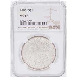 1887 $1 Morgan Silver Dollar Coin NGC MS63