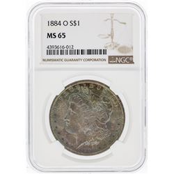 1884-O $1 Morgan Silver Dollar Coin w/ Nice Toning NGC MS65
