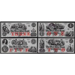 Cut Sheet of (4) 1800s The West River Bank Obsolete Notes