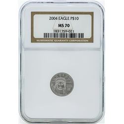 2004 $10 American Platinum Eagle Coin ICG MS70