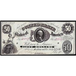 1861 $50 Confederate States of America Note