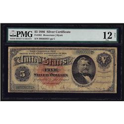 1886 $5 Silver Certificate Note PMG Fine 12 NET