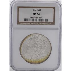1887 $1 Morgan Silver Dollar Coin NGC MS64