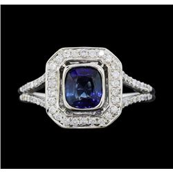 14KT White Gold 1.19ct Sapphire and Diamond Ring