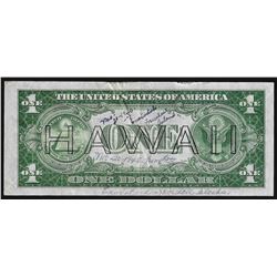1935A $1 Silver Certificate WWII Emergency Hawaii Short Snorter Note