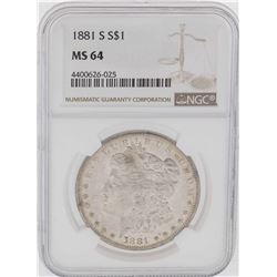 1881-S $1 Morgan Silver Dollar Coin NGC MS64