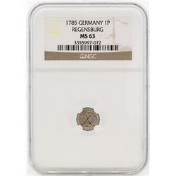 1785 Germany 1 Pfennig Silver Coin NGC MS63