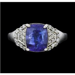 14KT White Gold 2.61ct GIA Cert Tanzanite and Diamond Ring