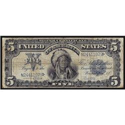 1899 $5 Indian Chief Silver Certificate Bank Note