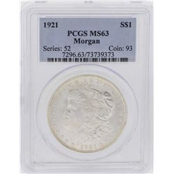1921 $1 Morgan Silver Dollar Coin PCGS MS63