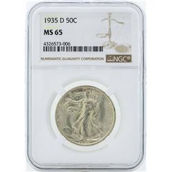 1935-D Walking Liberty Half Dollar Coin NGC MS65