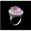 Image 4 : 14KT White Gold 22.47ct Kunzite and Diamond Ring