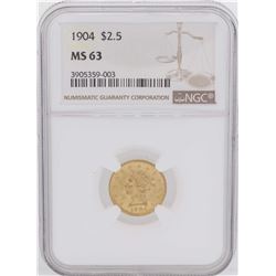 1904 $2 1/2 Liberty Head Quarter Eagle Gold Coin NGC MS63