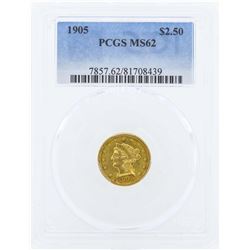 1905 $2 1/2 Liberty Head Quarter Eagle Gold Coin PCGS MS62