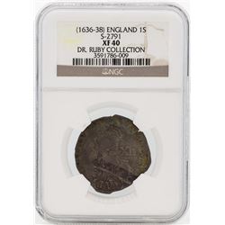 1636-38 England 1 Shilling Coin NGC XF40