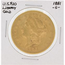 1881-S $20 Liberty Head Double Eagle Gold Coin