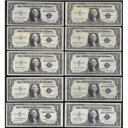 Lot of (10) 1957 $1 Silver Certificate STAR Notes