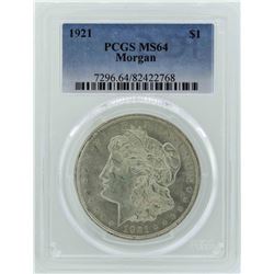 1921 $1 Morgan Silver Dollar Coin PCGS MS64