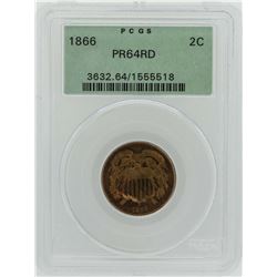 1866 Two Cent Piece Proof Coin PCGS PR64RD