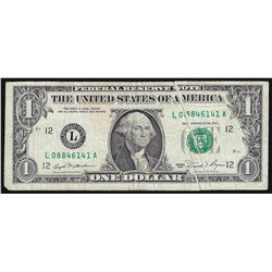 1981 $1 Federal Reserve Note ERROR Double Gutterfold
