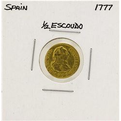 1777 Charles III Spanish 1/2 Escudos Gold Coin