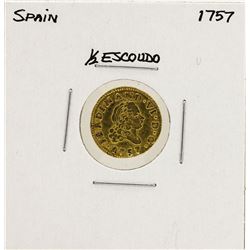 1757 Ferdinand VI Spanish 1/2 Escudos Gold Coin