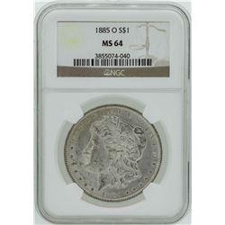 1885-O $1 Morgan Silver Dollar Coin NGC MS64