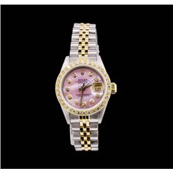 Ladies Two Tone Rolex Datejust Watch with Diamond Dial & Bezel