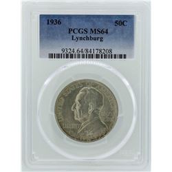 1936 Lynchburg Virginia Sesquicentennial Commemorative Half Dollar Coin PCGS MS6