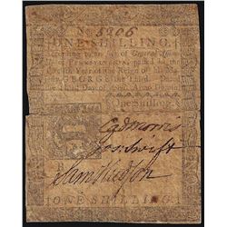 1772 Pennsylvania One Shilling Colonial Currency Note