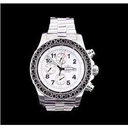 Breitling Super Avenger Stainless Steel Watch with Black Diamond Bezel
