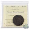 Image 1 : 1-cent 1858 "Upset Dies" ICCS Certified F-12, Damaged. This Coinage Alignment is extremely rare with