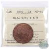 Image 1 : 1-cent 1859 Wide 9/8 ICCS Certified MS-64 Red & Brown. A soft Lustrous coin with an attractive Mint 