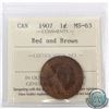 Image 1 : 1-cent 1907 ICCS Certified MS-63 Red and Brown