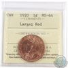 Image 1 : 1-cent 1920 ICCS Certified MS-64 Large; Red
