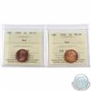 1-cent 1929 ICCS Certified MS-63 Red & 1936 MS-64 Red. 2pcs