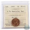 Image 1 : 1-cent 1948 A to Denticle ICCS Certified MS-65 Red. Attractive near full red coin.