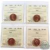 Image 1 : 1-cent 1993, 1994, 1998, 1999 ICCS Certified MS-66 Red. 4pcs.