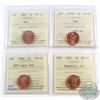 Image 1 : 1-cent 2005, 2005P, 2006 RCM Logo, 2007 Magnetic, ICCS Certified MS-67 Red. 4pcs.