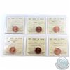 Image 1 : 1-cent 2005, 2005P, 2006 RCM Logo, 2006 Non Mag., 2006P, 2007 Mag. ICCS Certified MS-66 Red. 6pcs.
