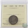 Image 1 : 5-cent 1925 ICCS Certified VF-20