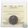 Image 1 : 5-cent 1981 ICCS Certified MS-65