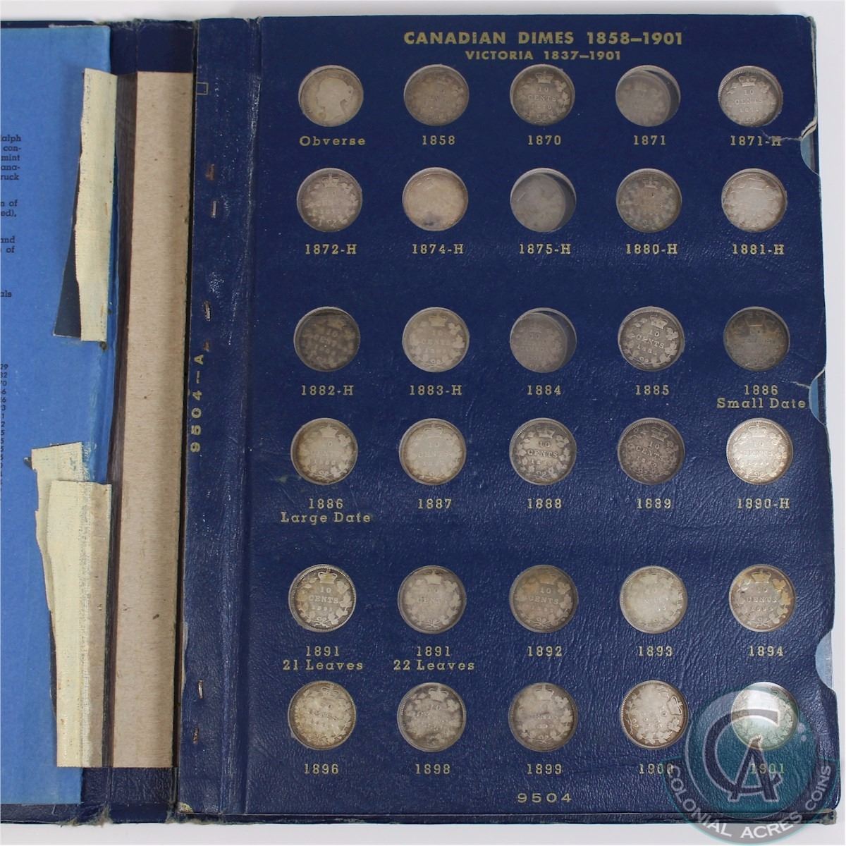10cent 18581977 Canada Collection housed in Vintage Whitman album
